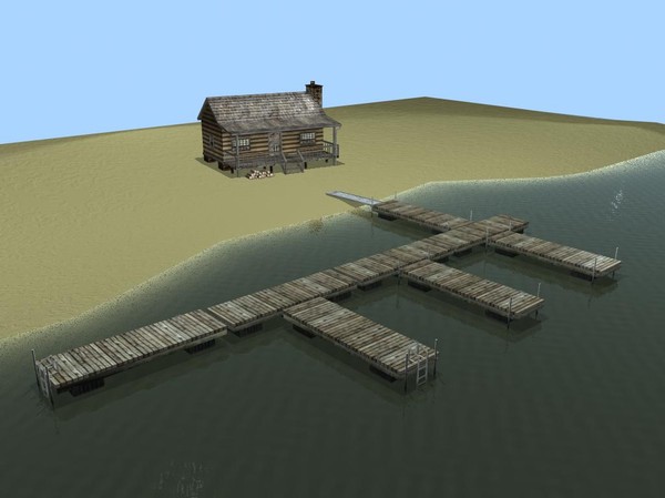 log cabin dock combo 3d obj - Log Cabin--Boat Dock GAME READY 360 View by Monkey Wrench